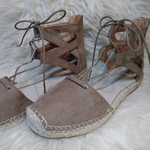Janya Ghillie Lace up Espadrille Flat Beige Tan 11